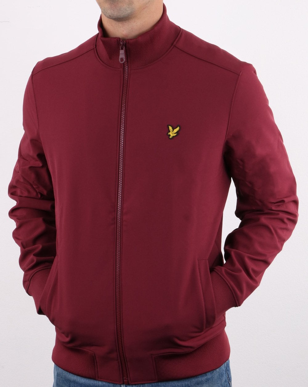 Lyle And Scott – Softshell-Jacke mit durchgehendem Reißverschluss und Trichterkragen in Burgunderrot