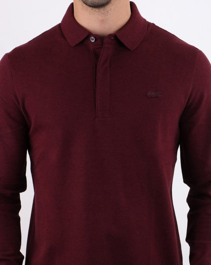 Lacoste Langarm-Poloshirt, tiefes Burgunderrot