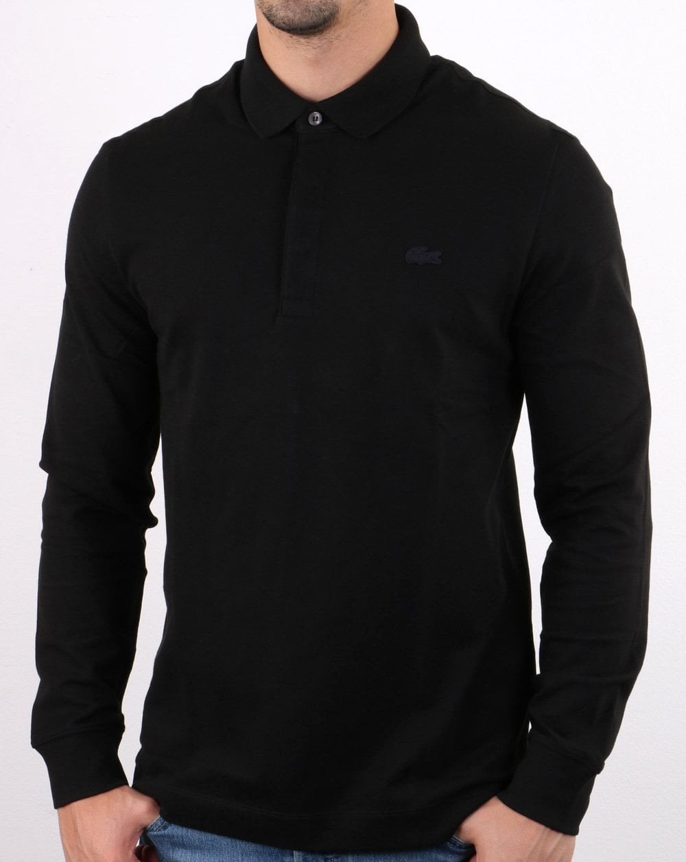 Lacoste Langarm-Polo Schwarz