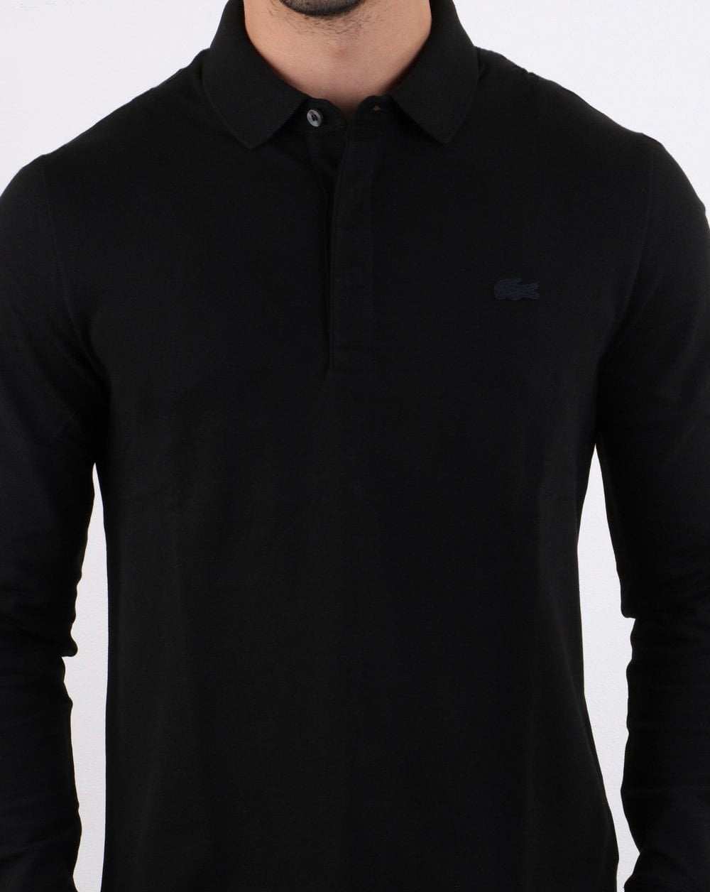 Lacoste Langarm-Polo Schwarz