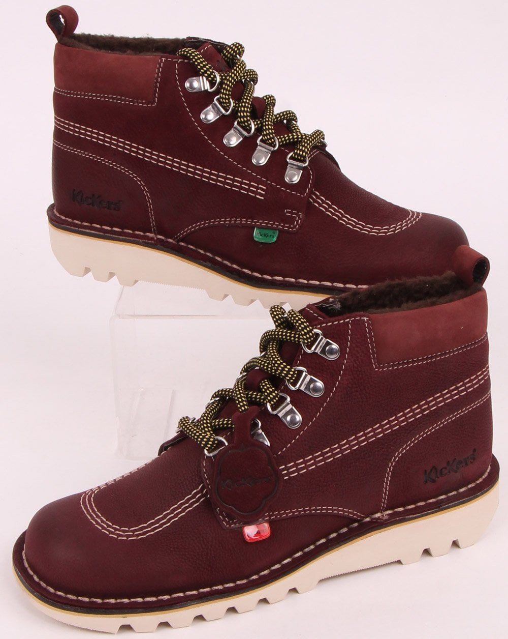 Kickers Kick Hi Winterstiefel aus Leder in Burgunderrot