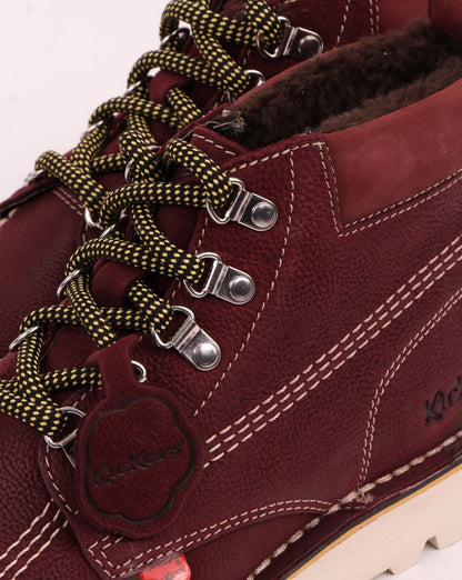 Kickers Kick Hi Winterstiefel aus Leder in Burgunderrot