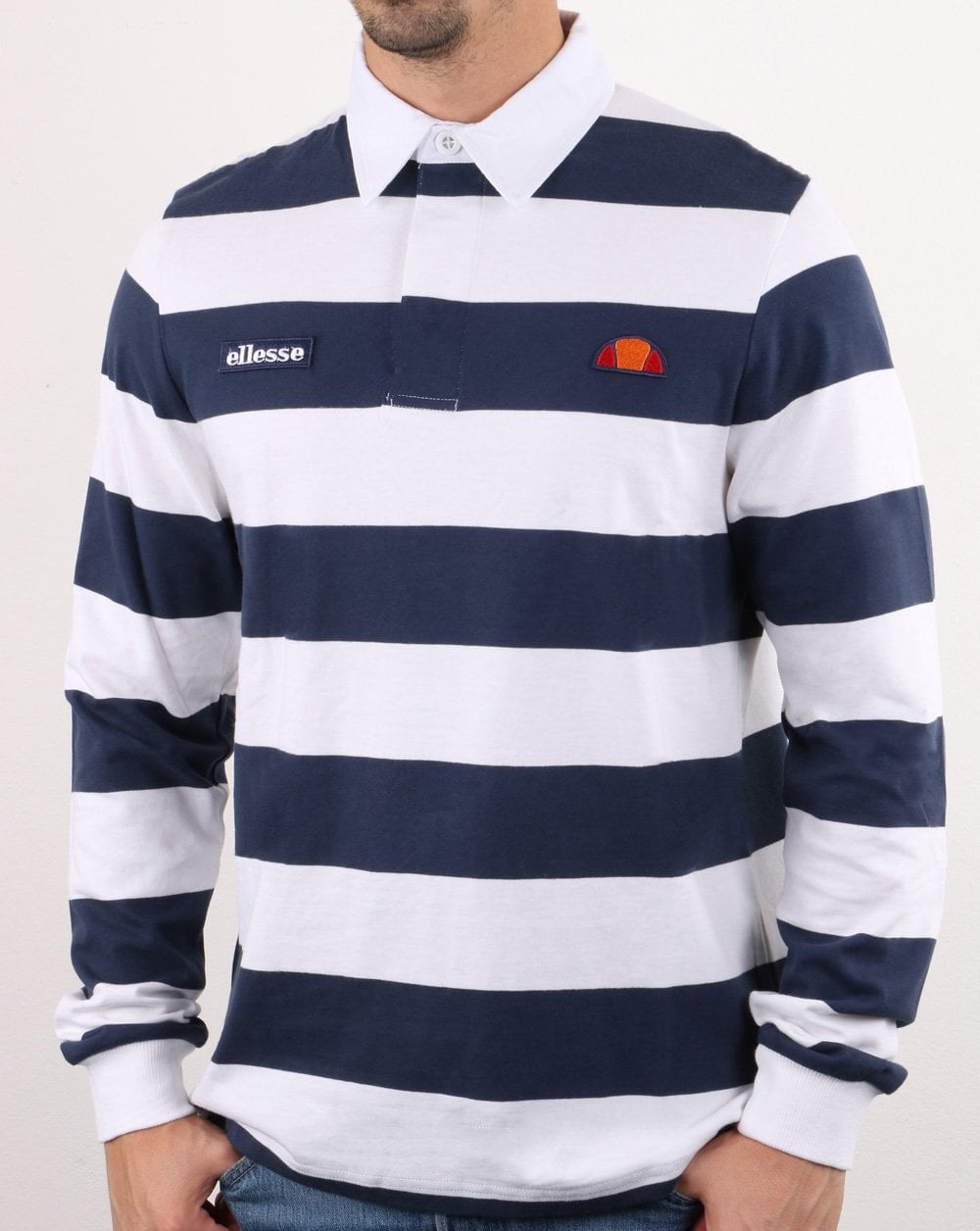 Ellesse Rugby-Shirt Weiß/Marineblau