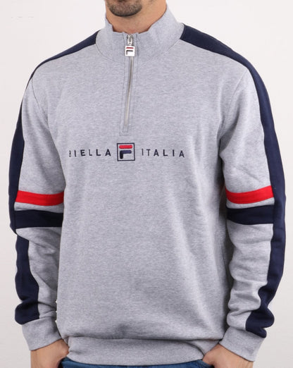 Fila Vintage – Romolo – Sweatshirt mit 1/4-Reißverschluss, Hellgrau meliert