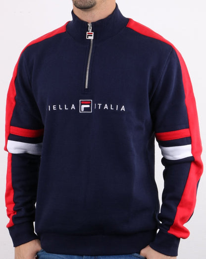Fila Vintage Romolo Sweatshirt mit 1/4-Reißverschluss, Marineblau