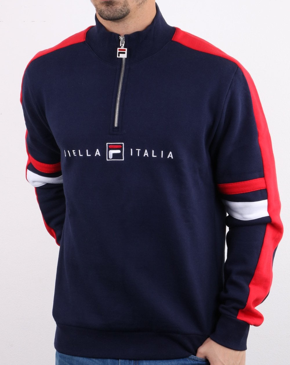 Fila Vintage Romolo Sweatshirt mit 1/4-Reißverschluss, Marineblau