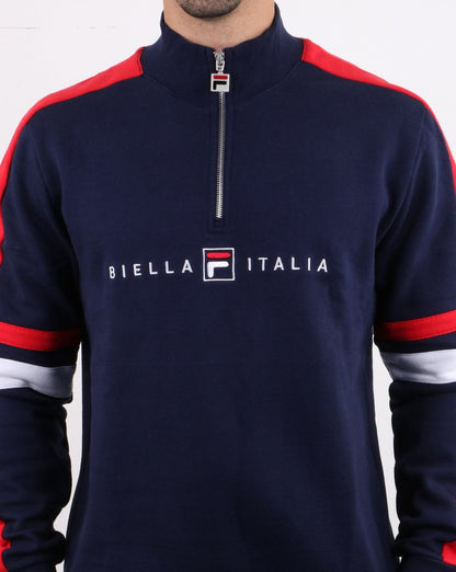 Fila Vintage Romolo Sweatshirt mit 1/4-Reißverschluss, Marineblau