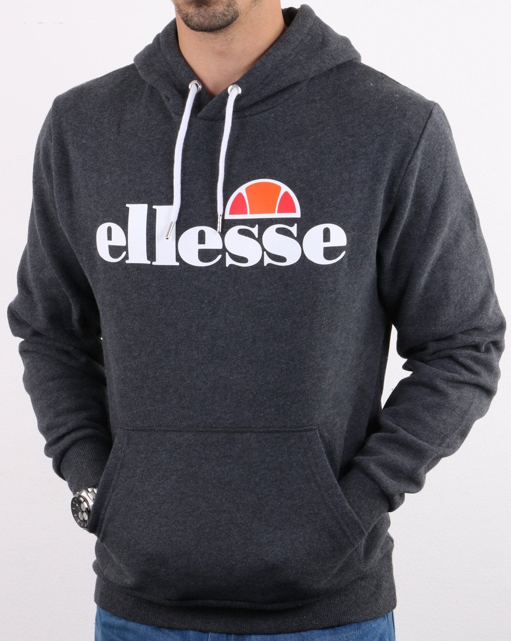 Ellesse – Kapuzenjacke mit Logo, Dunkelgrau