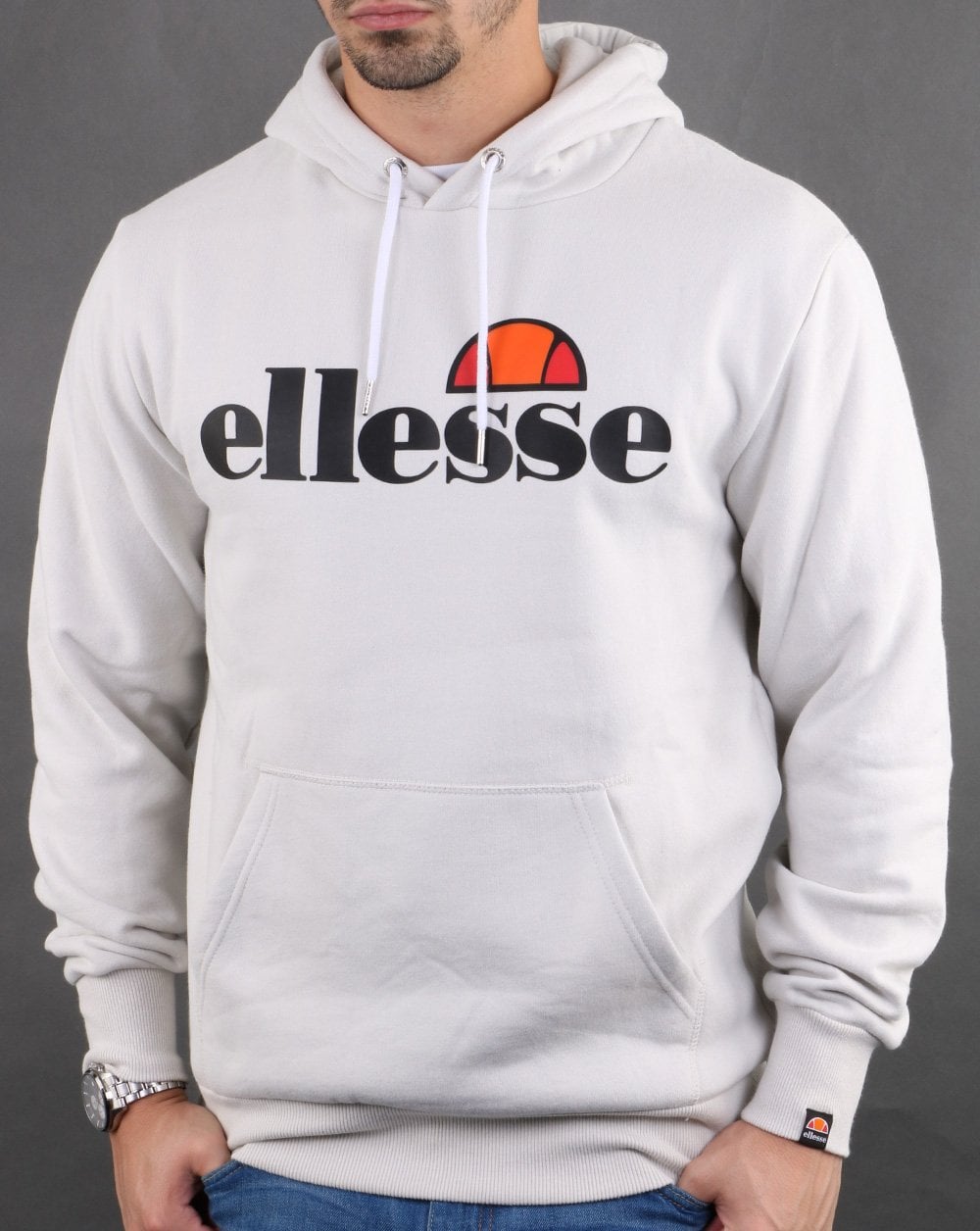 Ellesse – Kapuzenjacke mit Logo, Hellgrau