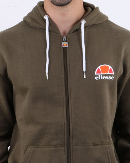 Ellesse – Kapuzenjacke mit durchgehendem Reißverschluss in Khaki