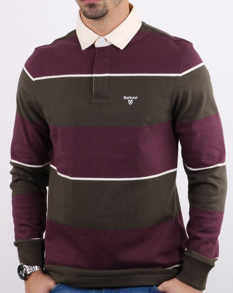Barbour Lark Stripe Rugby Shirt Maroon / Green