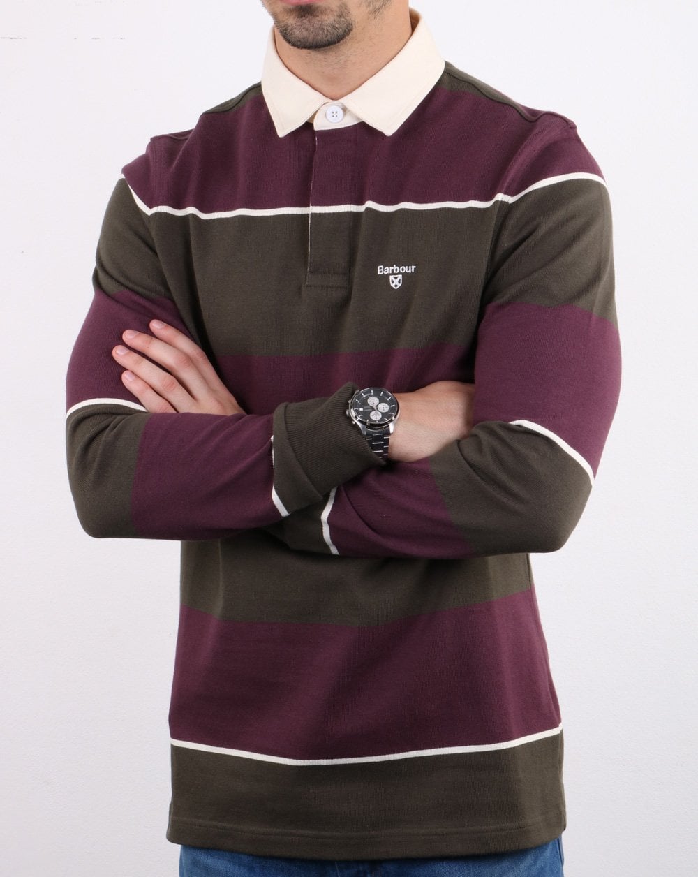 Barbour Lark Stripe Rugby Shirt Kastanienbraun / Grün