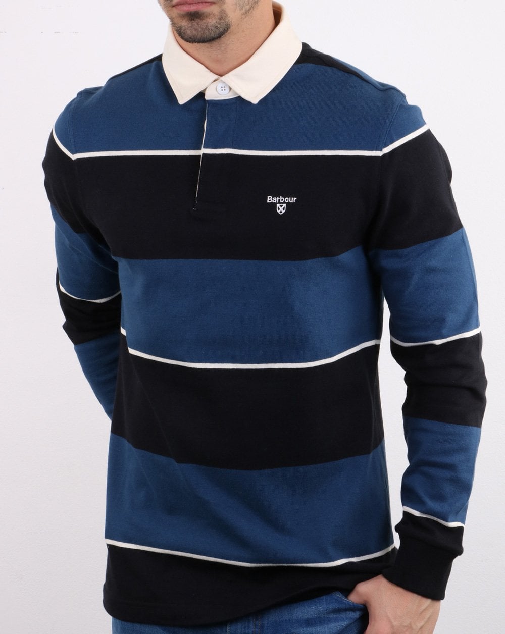 Barbour Lark Stripe Rugby Shirt Navy