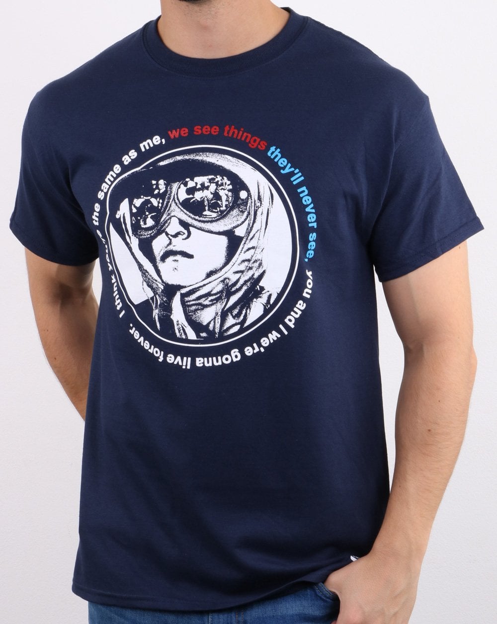 T-Shirt „Wir sehen Dinge, die sie nie sehen werden“ Marineblau