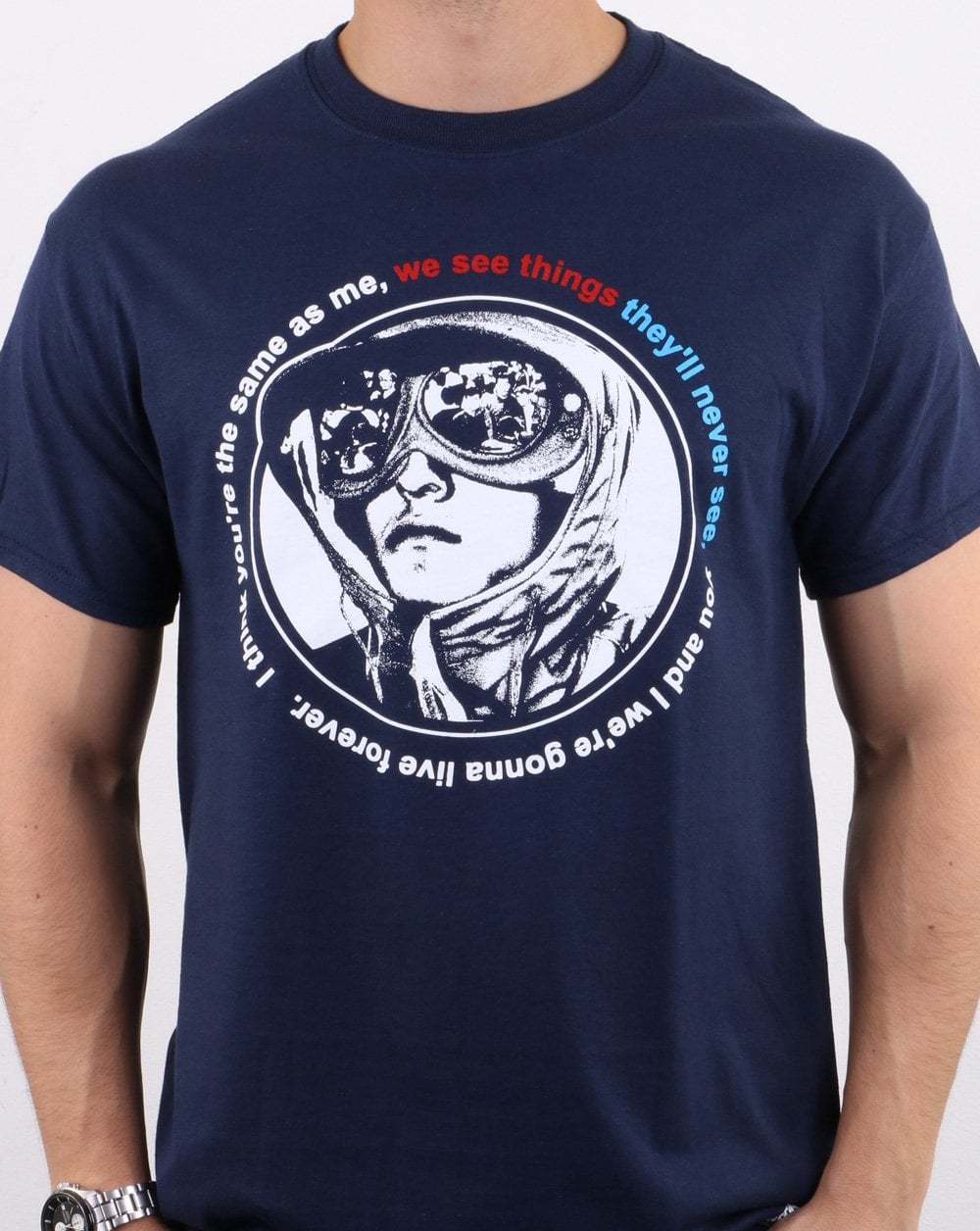 T-Shirt „Wir sehen Dinge, die sie nie sehen werden“ Marineblau