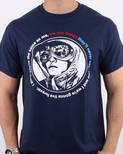 T-Shirt „Wir sehen Dinge, die sie nie sehen werden“ Marineblau