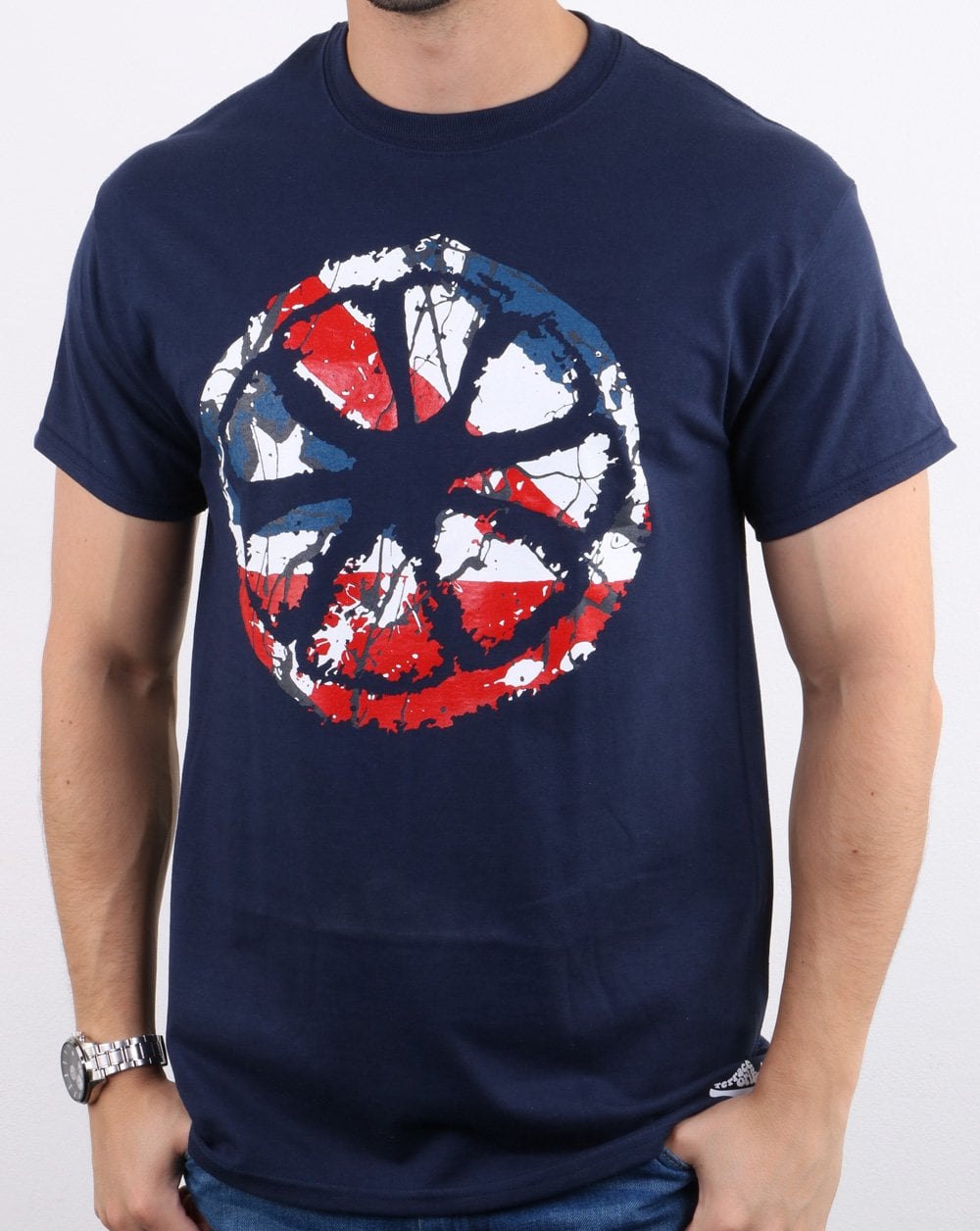 80er Casual Classics Zitronen-Wasserfall-T-Shirt Marineblau