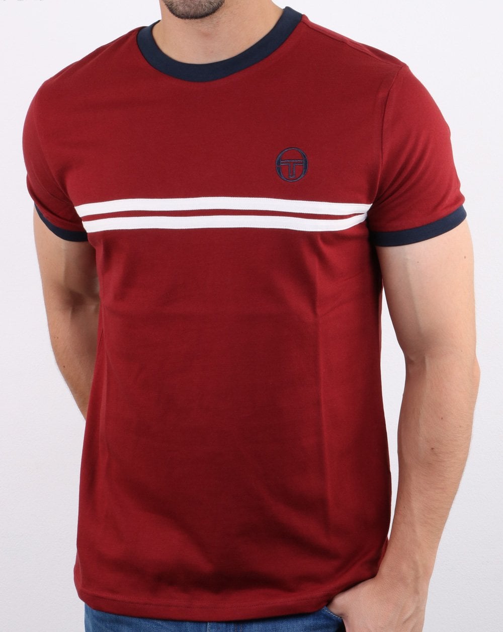 Sergio Tacchini Supermac T-Shirt Burgunderrot/Marineblau