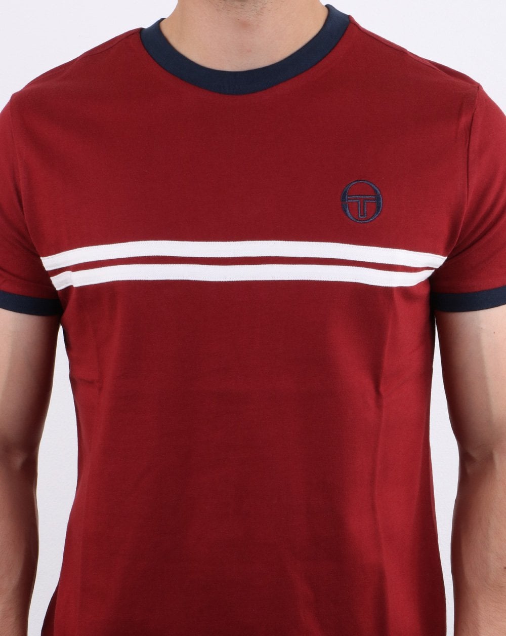 Sergio Tacchini Supermac T-Shirt Burgunderrot/Marineblau