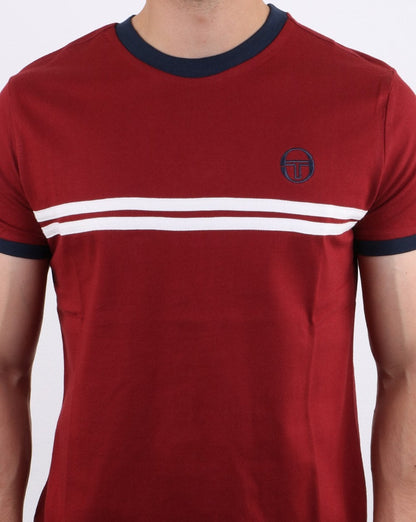 Sergio Tacchini Supermac T-Shirt Burgunderrot/Marineblau