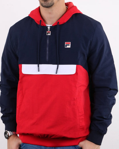 Fila Vintage Macker 1/2 Zip Jacke Marineblau/Rot/Weiß