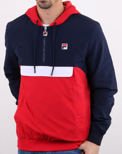 Fila Vintage Macker 1/2 Zip Jacke Marineblau/Rot/Weiß