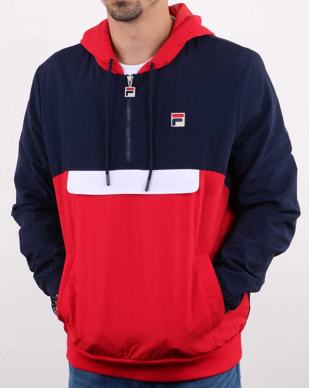 Fila Vintage Macker 1/2 Zip Jacke Marineblau/Rot/Weiß