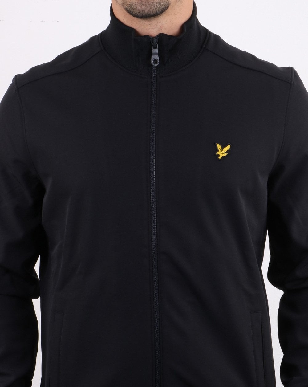 Lyle And Scott – Softshell-Sweatshirt mit durchgehendem Reißverschluss und Trichterkragen in Schwarz