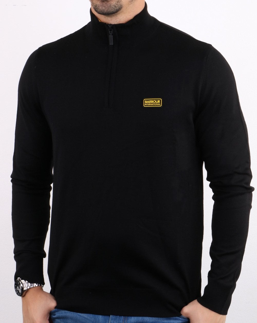 Barbour International Merino-Halbreißverschluss Schwarz