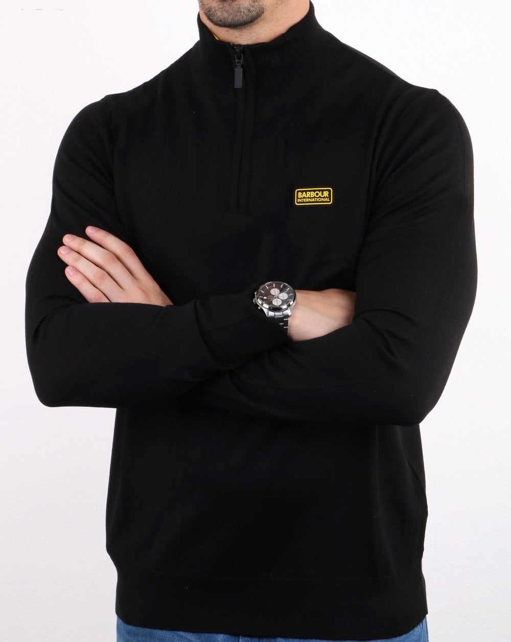 Barbour International Merino-Halbreißverschluss Schwarz