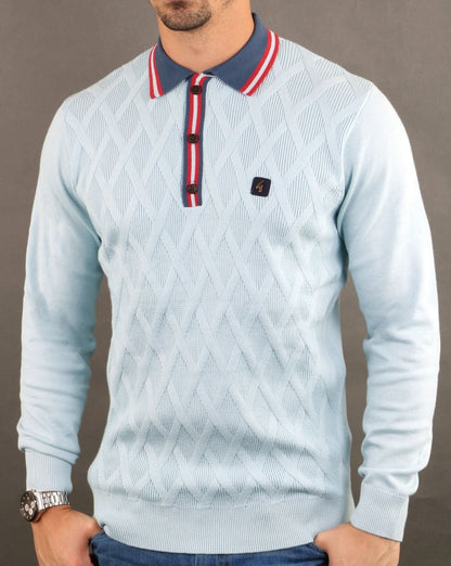 Gabicci Vintage Bretton Poloshirt Himmelblau