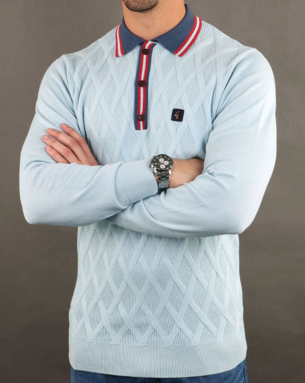 Gabicci Vintage Bretton Poloshirt Himmelblau