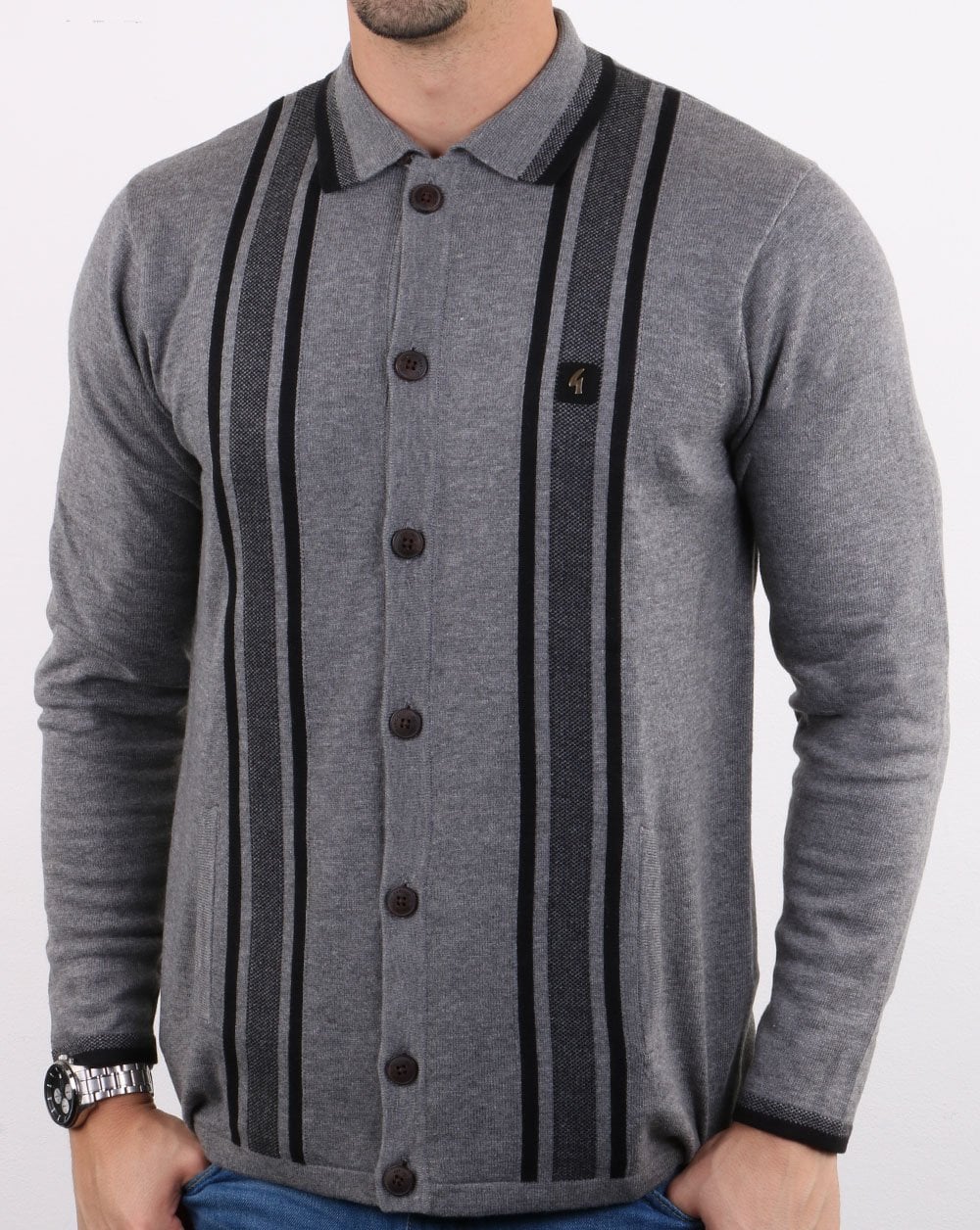 Gabicci Vintage Polo Full Button Grau