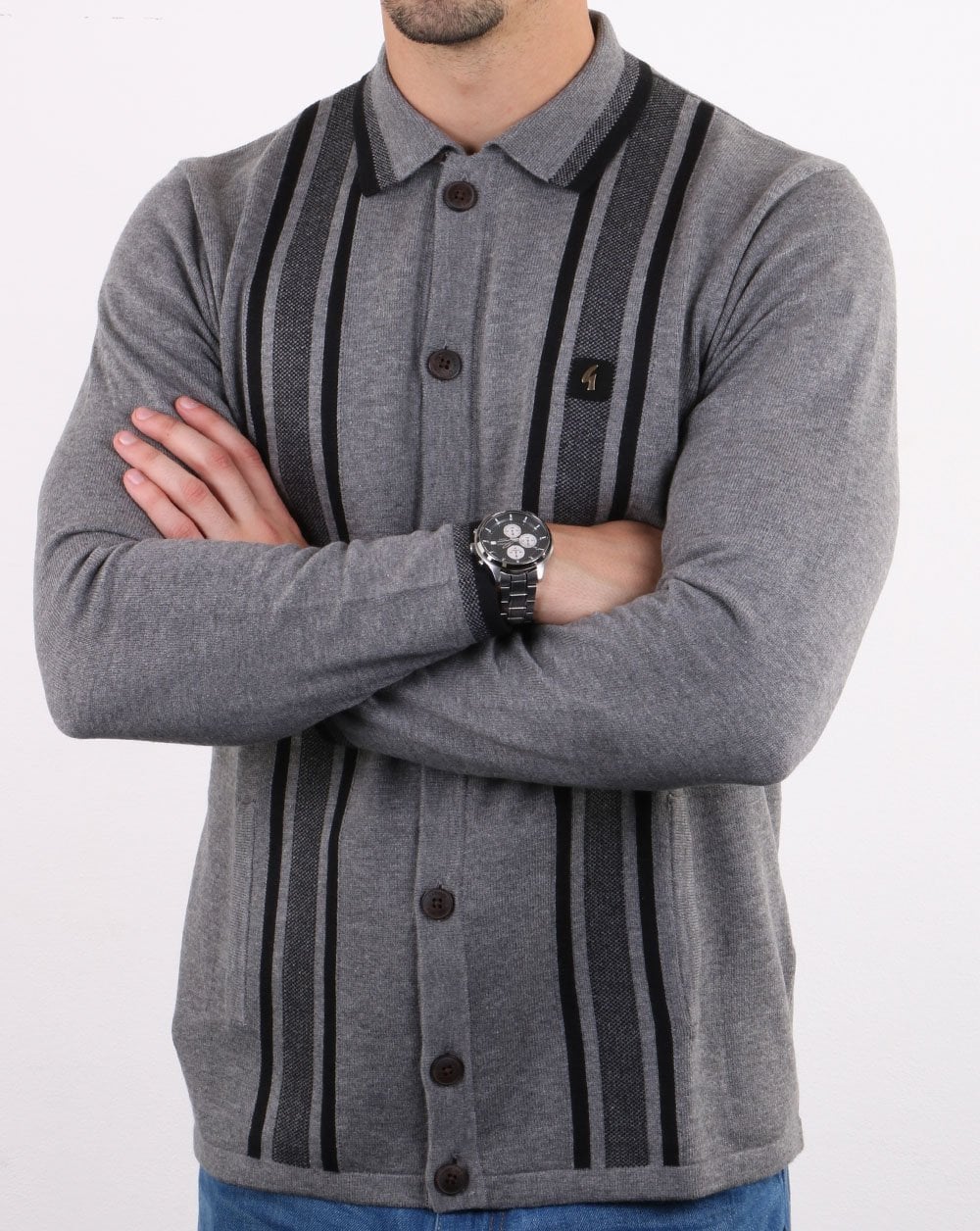 Gabicci Vintage Polo Full Button Grau