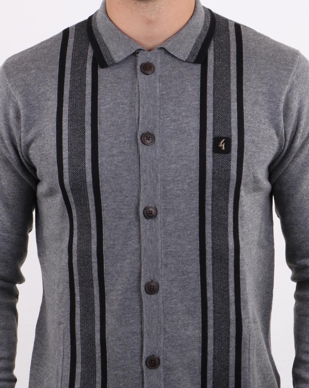 Gabicci Vintage Polo Full Button Grau