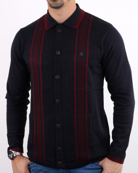 Gabicci Vintage Polo Full Button Navy