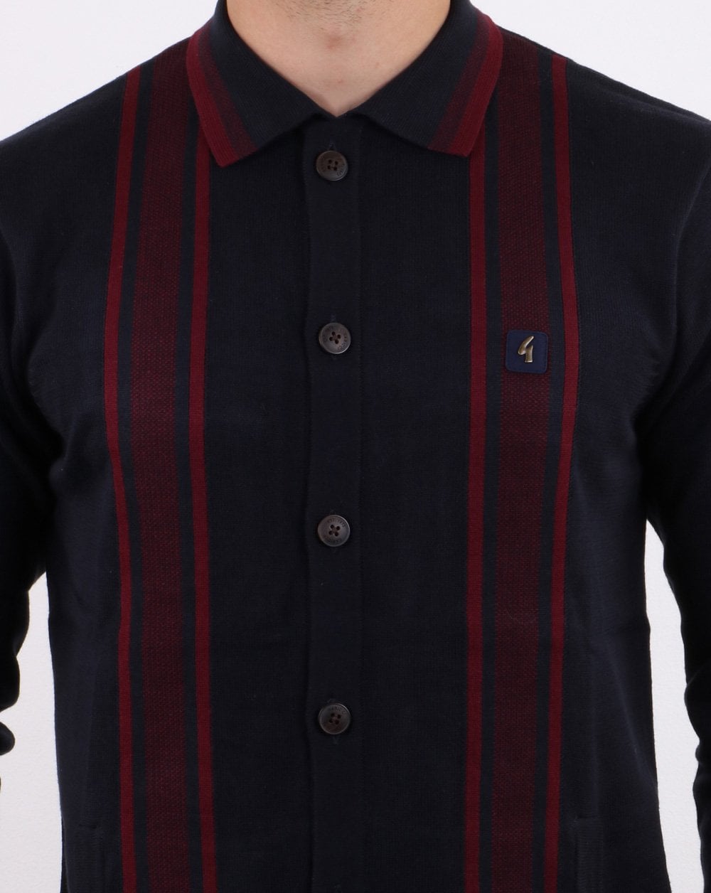 Gabicci Vintage Poloshirt mit durchgehendem Knopf, Marineblau