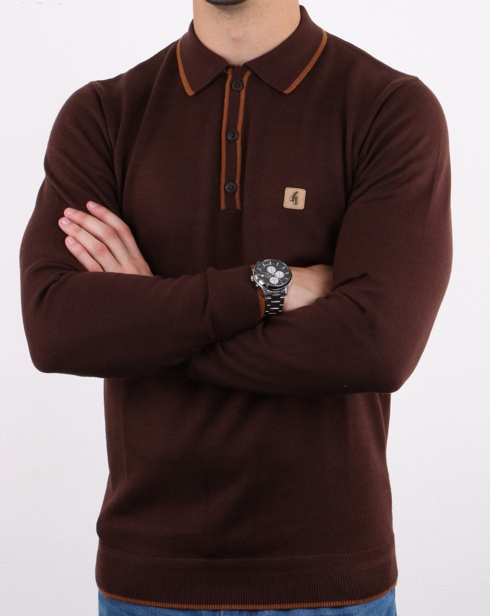 Gabicci Vintage Linekar Poloshirt Kakao