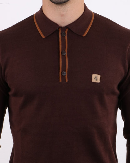 Gabicci Vintage Linekar Poloshirt Kakao