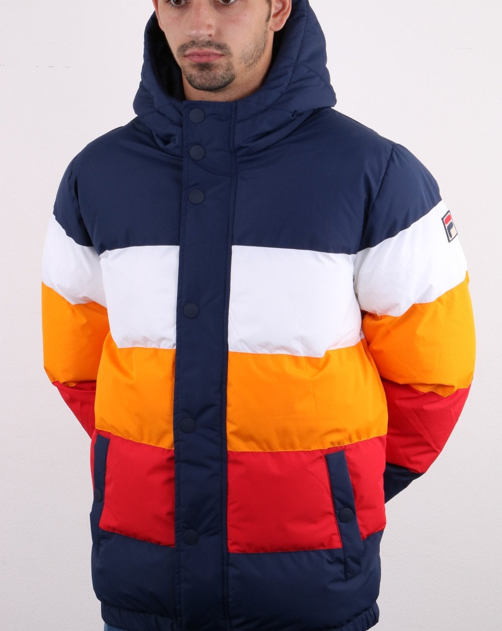 Fila Vintage Multi Pufferjacke Marineblau/Weiß/Orange