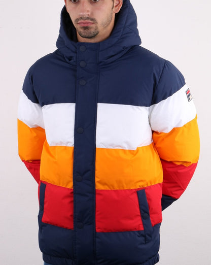 Fila Vintage Multi Pufferjacke Marineblau/Weiß/Orange