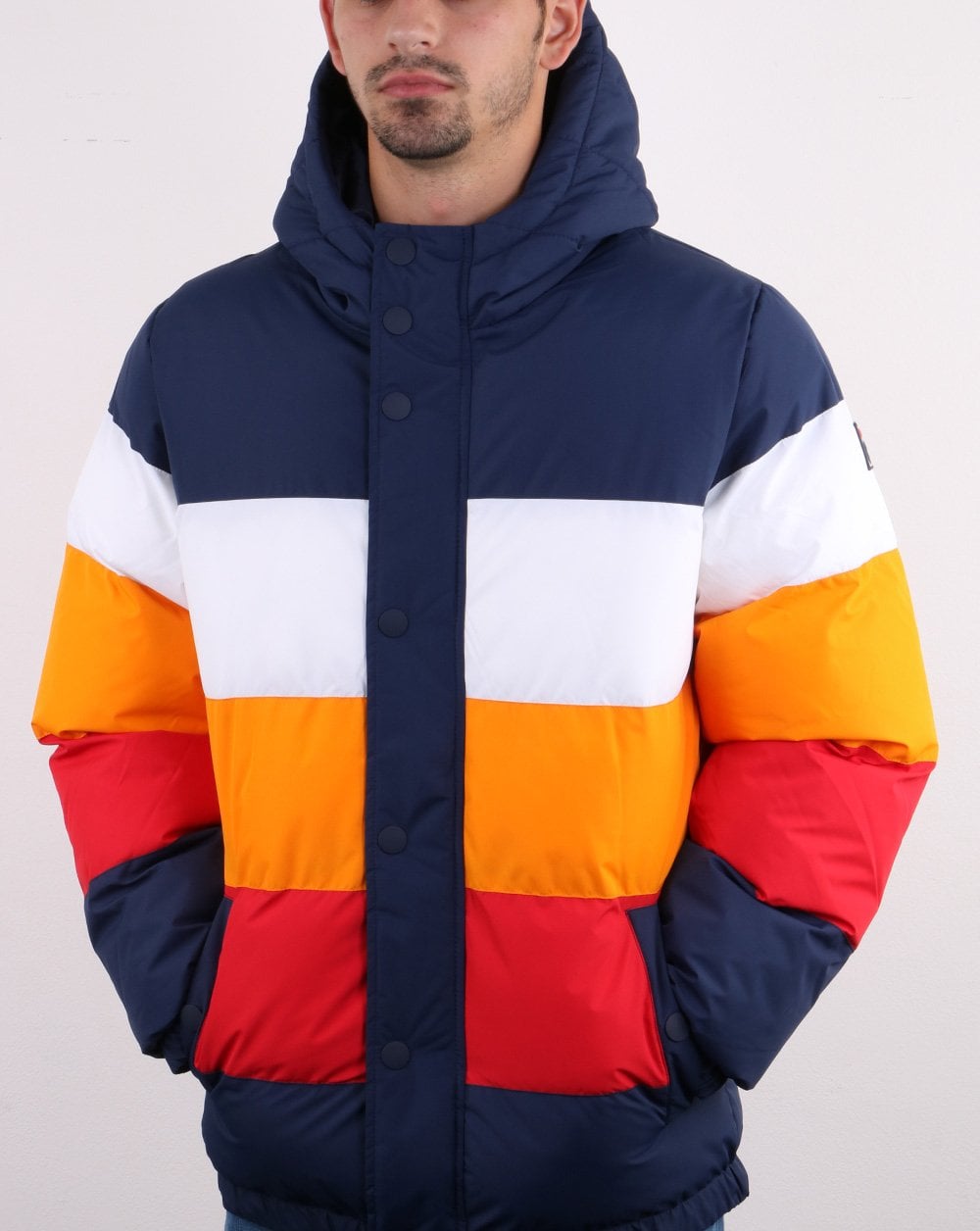Fila Vintage Multi Pufferjacke Marineblau/Weiß/Orange