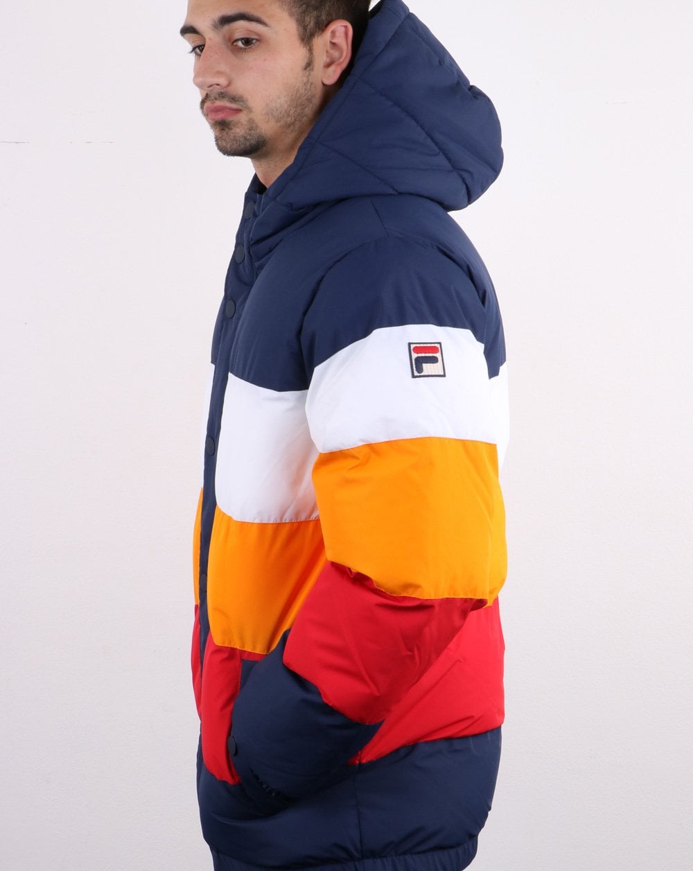 Fila Vintage Multi Pufferjacke Marineblau/Weiß/Orange