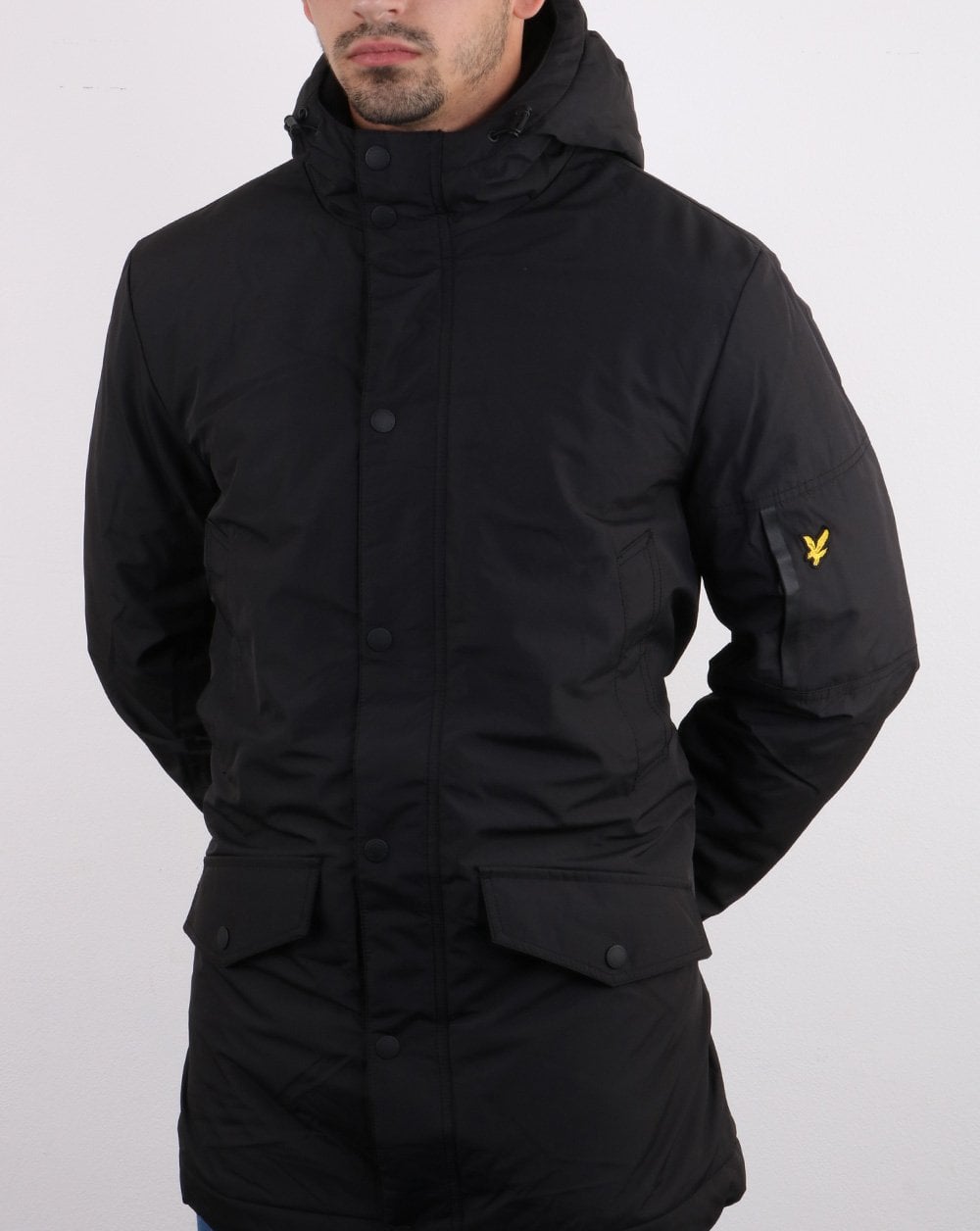 Lyle And Scott – Technischer Parka in echtem Schwarz