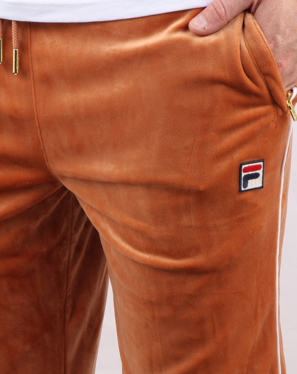Fila Vintage Cyrus Velour Track Pants Rust Orange