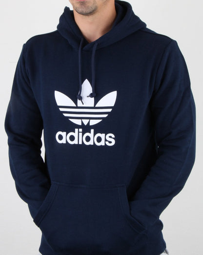 Adidas Originals – Kapuzenpullover mit Trefoil-Muster in Marineblau