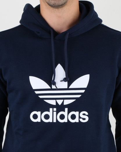 Adidas Originals – Kapuzenpullover mit Trefoil-Muster in Marineblau