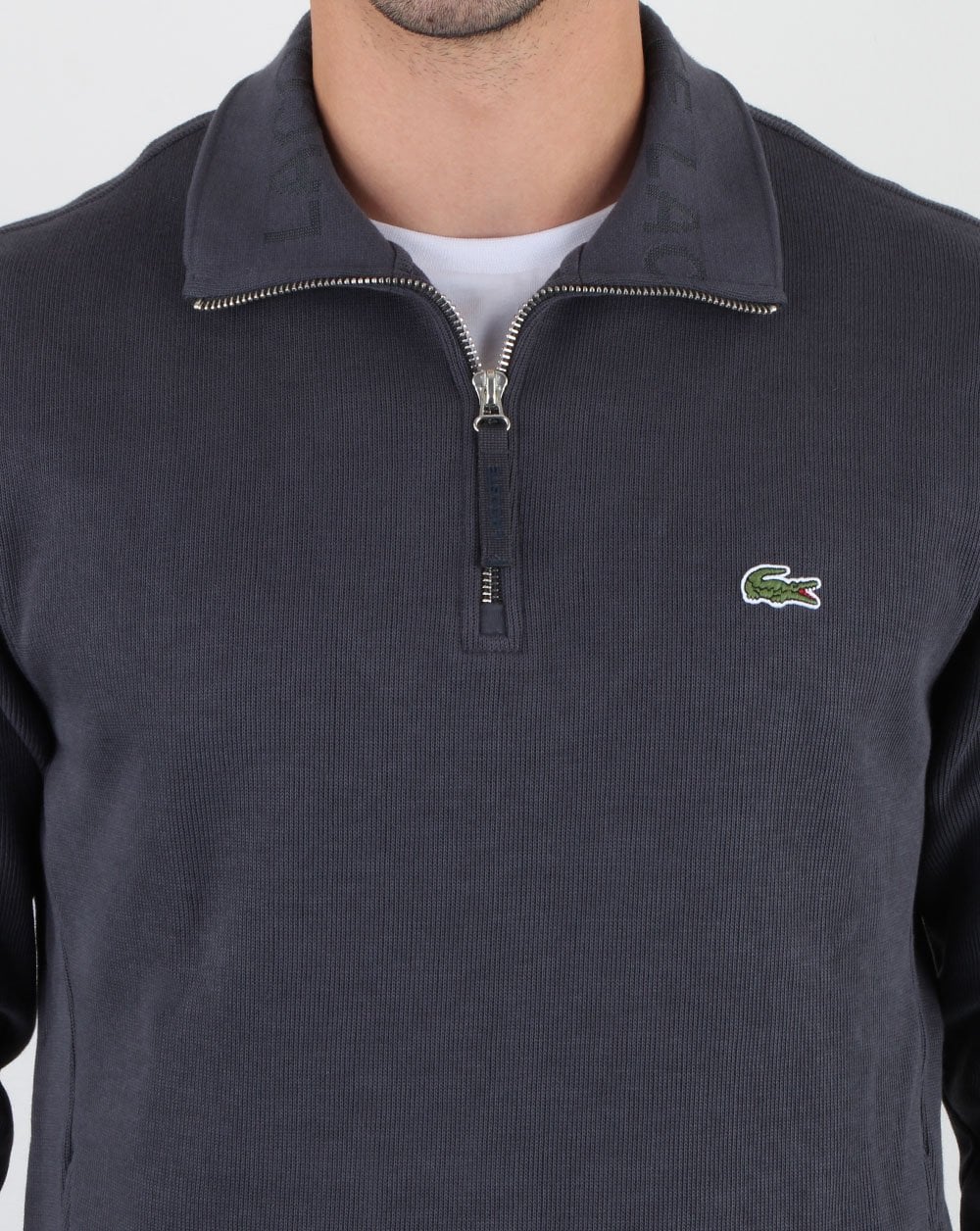Lacoste – Oberteil mit Viertelreißverschluss, Graphit