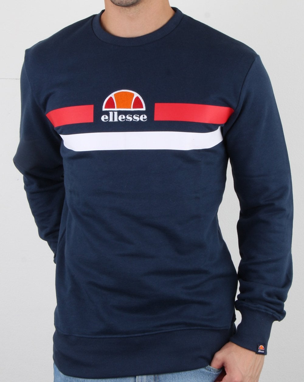 Ellesse – Sweatshirt „Duo Stripe“ in Marineblau