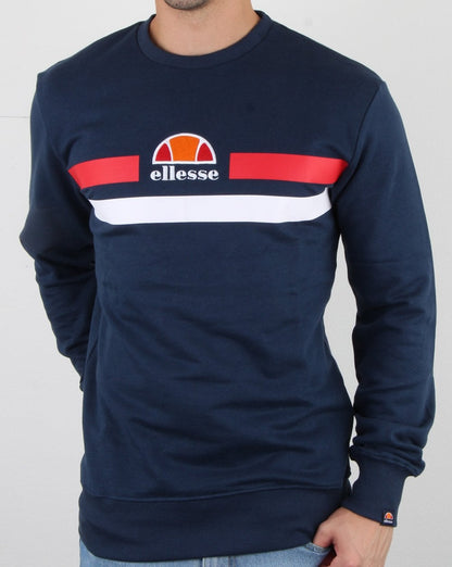 Ellesse – Sweatshirt „Duo Stripe“ in Marineblau